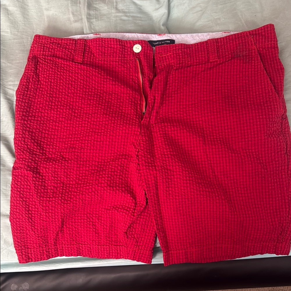 Tommy Hilfiger Bold Red Textured Shorts
